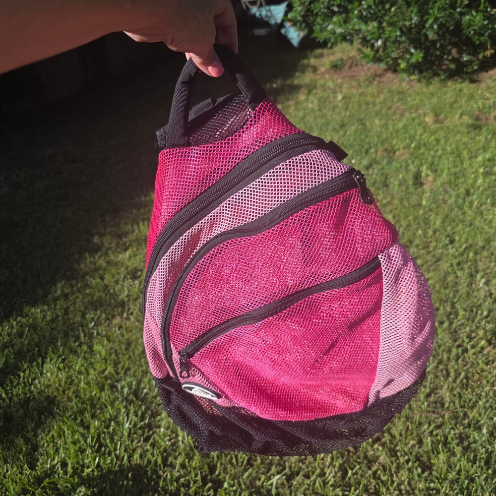 Adidas Pink Mesh LoadSpring Sling Backpack Crossbody Athletic Bag